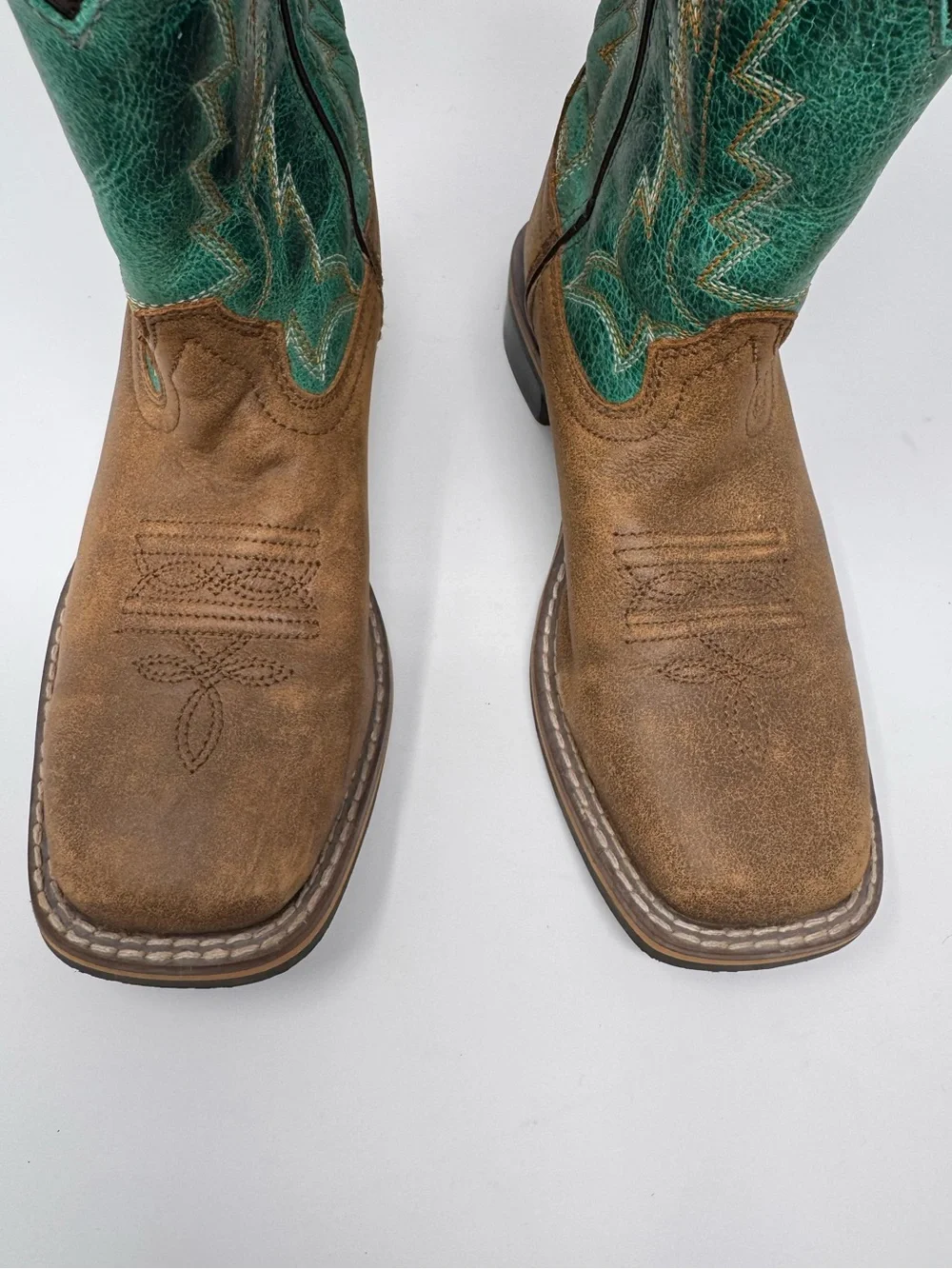 Smoky Mountain Boots Western Cowboy Boots Sz 2R Brown & Turquoise horse cowgirl